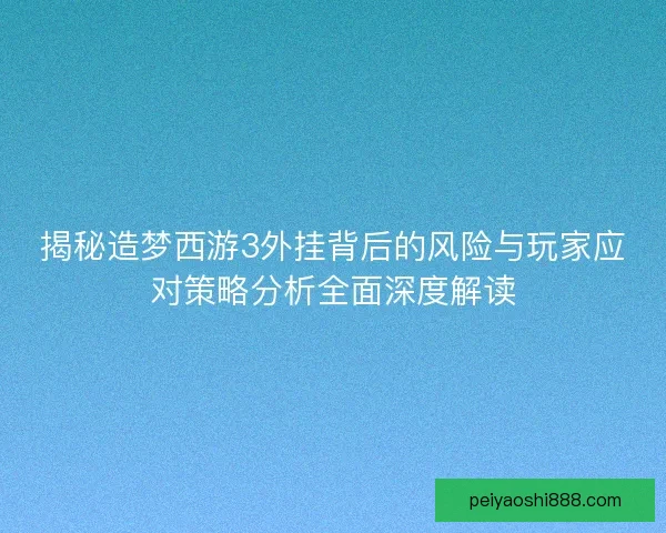 揭秘造梦西游3外挂背后的风险与玩家应对策略分析全面深度解读