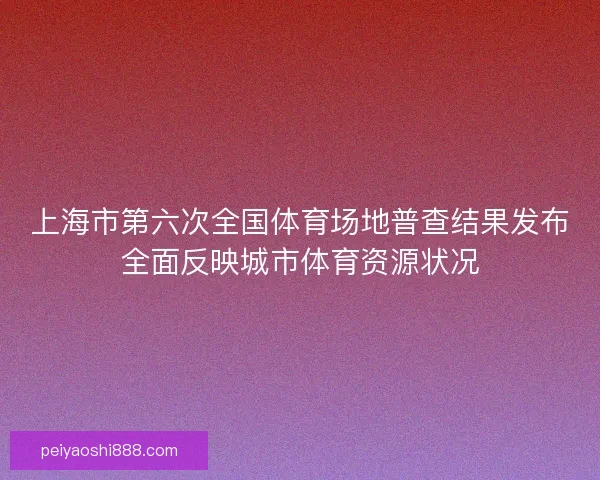 上海市第六次全国体育场地普查结果发布全面反映城市体育资源状况