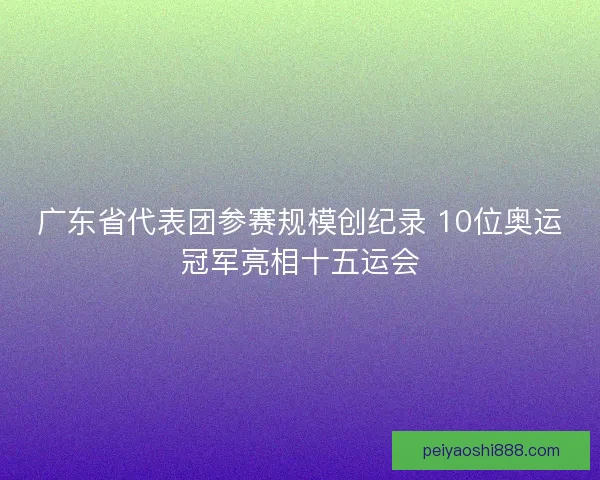 广东省代表团参赛规模创纪录 10位奥运冠军亮相十五运会